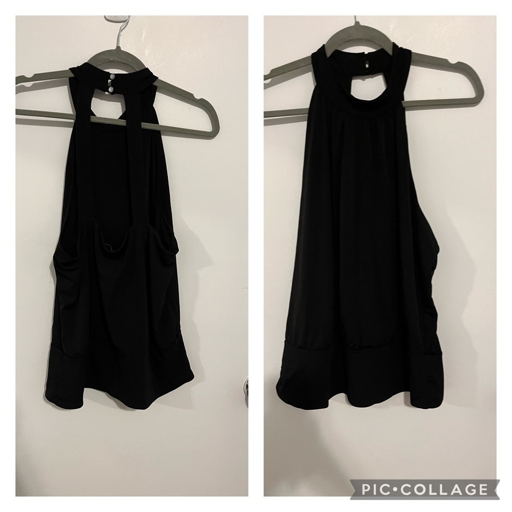Boston Proper black high neck tank top, size L
